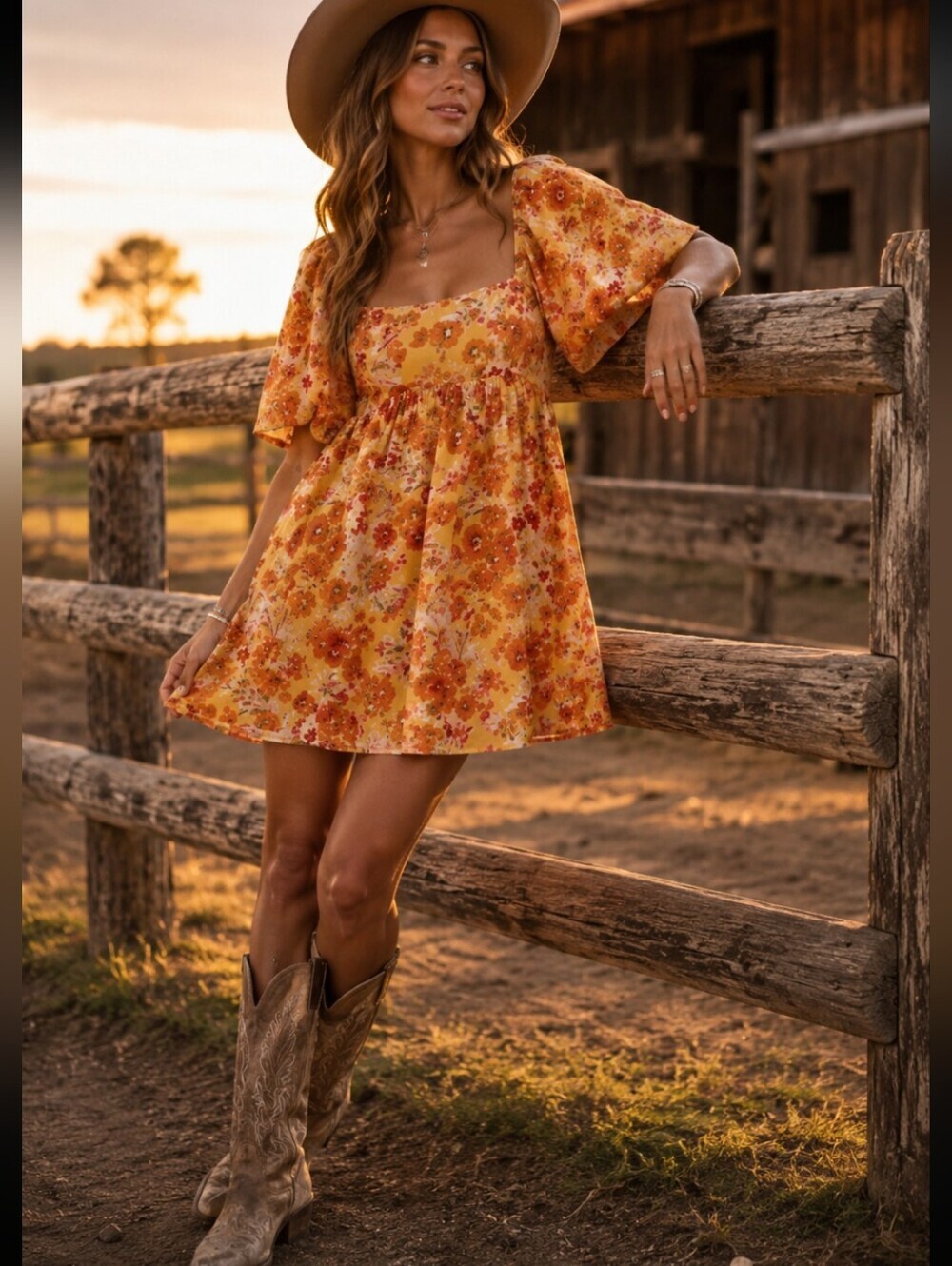 TALULAH Yellow Floral Square Neck Mini Dress Romantic Summer Dress